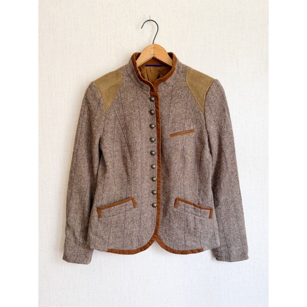 Schneiders Salzburg Herringbone Wool Jacket Teba Equestrian Brown Purple M